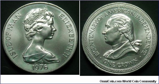 Isle of Man 1 crown.
1976, Bicentenary of American Independence.