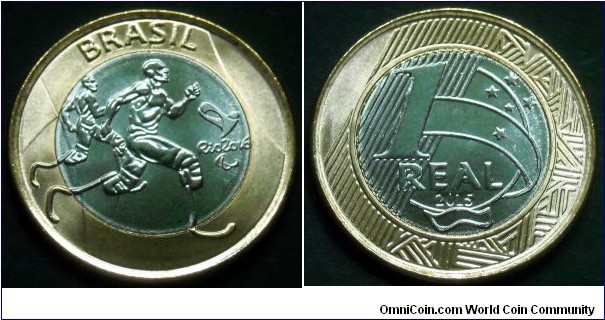 Brazil 1 real.
2015, Rio Olympics 2016 - Paralympic Atletism. Bimetal.