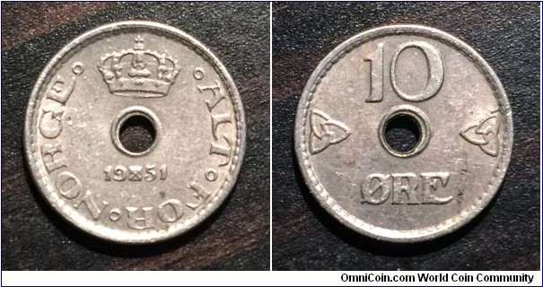 Not Rare - but ex of 10 øre NOK, with off-centre perforation 