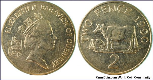 Guernsey2Pence-GuernseyCow-km41-1990