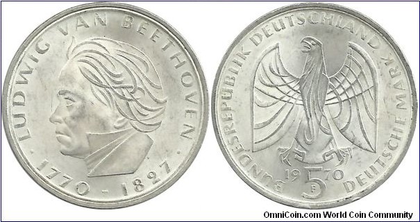 Germany-West 5 DeutscheMark 1970F