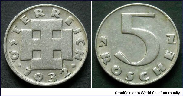 Austria 5 groschen. 1932