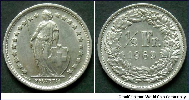 Switzerland 1/2 franc.
1969