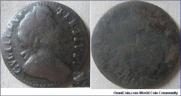 1700 Farthing, R over E in TERTIVS