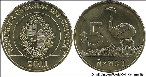 Uruguay 5 Pesos Uruguayos 2011