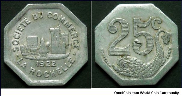French City La Rochelle 25 centimes.
1922, Emergency money.