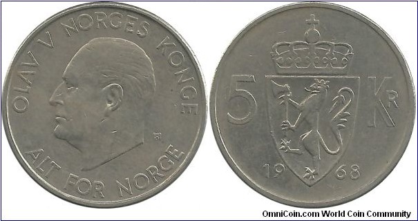 Norway 5 Kroner 1968