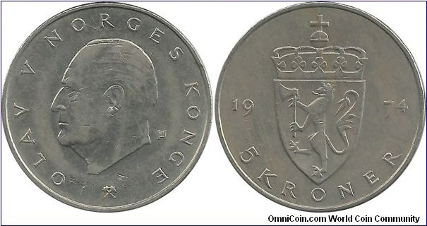 Norway 5 Kroner 1974