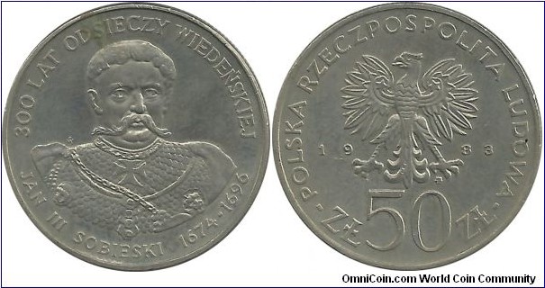 Poland 50 Zlotych 1983 - King Jan III Sobieski