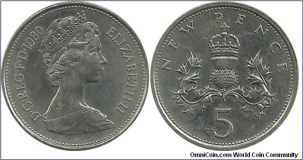 UKingdom 5 New Pence 1980