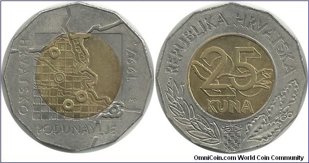 Croatia 25 Kuna 1997-Croatian Danube Region