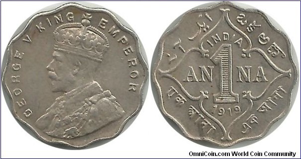 India-British 1 Anna 1919(C)