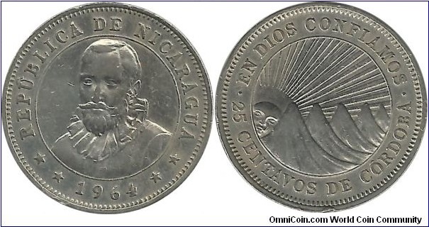 Nicaragua 25 Centavos 1964