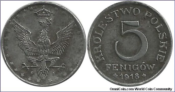 Poland 5 Fenigow 1918F (another coin)