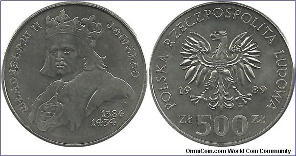 PolandComm 500 Zlotych 1989-King Wladyslaw II