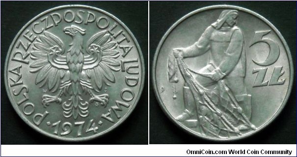 Poland 5 złotych.
1974