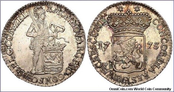 Netherlands, Zeeland province, ½ Silver Ducat, 1775. 