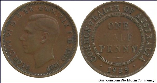Australia ½ Penny 1939