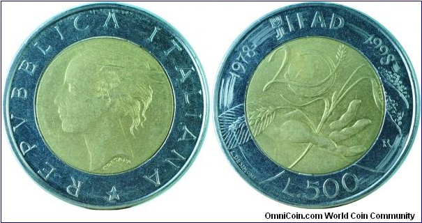 Italy500Lire-20yrsFAO-km193-1998