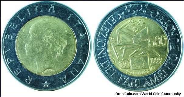 Italy500Lire-Election of Parlament-km203 -1999