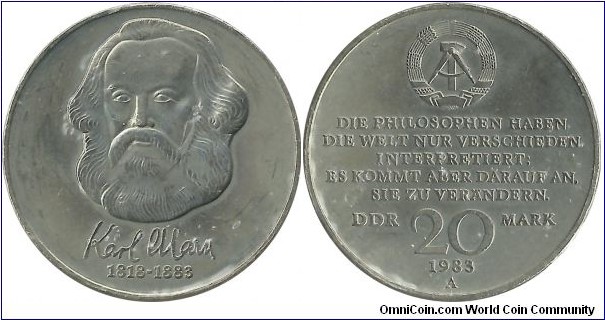 DDR 20 Mark 1983-Centennial Death of Karl Marx