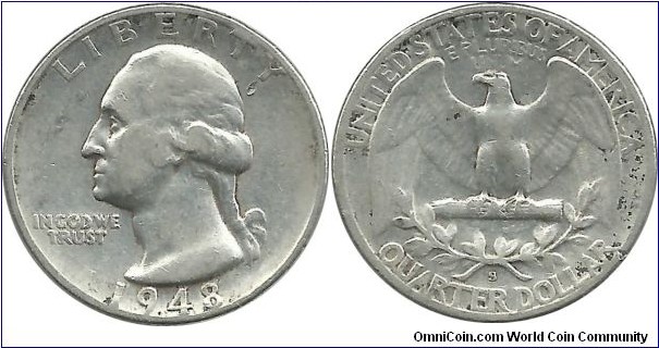 USA Quarter Dollar 1948S (6.25 g / .900 Ag)