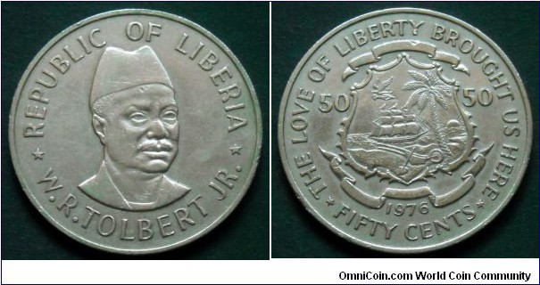 Liberia 50 cents.
1976