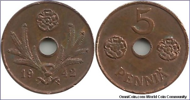Finland 5 Penniä 1942
