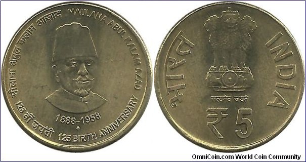 IndiaComm 5 Rupees ND(2013)(B) - Maulana Abdul Kalam Azad