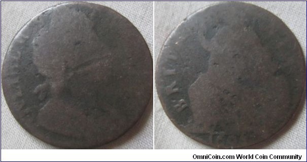 1697 halfpenny, low grade