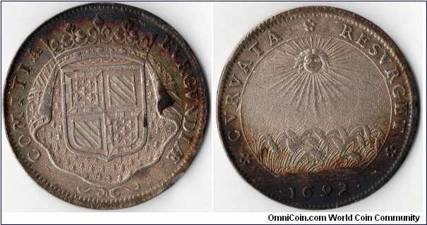 scarcer silver jeton struck for the Burgundian parliament in 1692