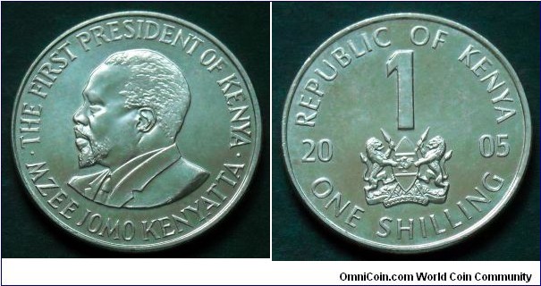 Kenya 1 shilling.
2005, Nickel plated steel.