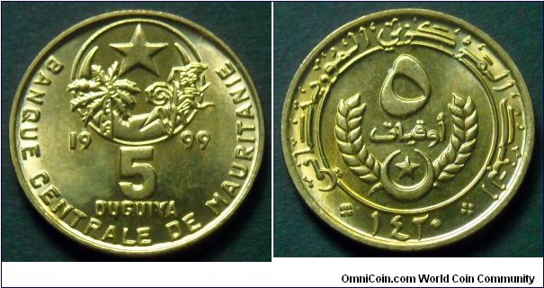 Mauritania 5 ouguiya.
1999