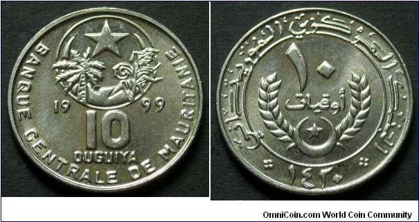 Mauritania 10 ouguiya.
1999