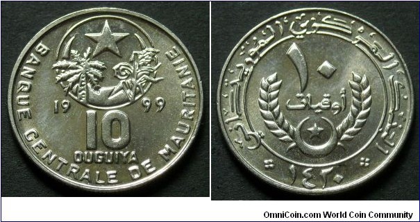 Mauritania 10 ouguiya.
1999