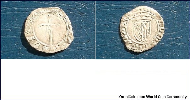 Italian States MESSERANO 6 Denari MB# 99     (1584-1629)
Specifications

Composition: Billon

Diameter: 16-17mm
Design

Obverse: Crowned shield of 2-fold arms

Obverse Legend: CARV. IMPER. GRATIA.

Reverse: Sword vertical withi point downwards

Reverse Legend: MONETA. F - ACTA. MESS.
Notes

Ruler: 

Note:  Ref. Varesi 793. Prev. KM#8. 