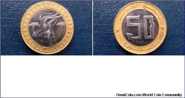 1429-2008 Algeria 50 Dinars Coin -
Gazelle / Antelope 