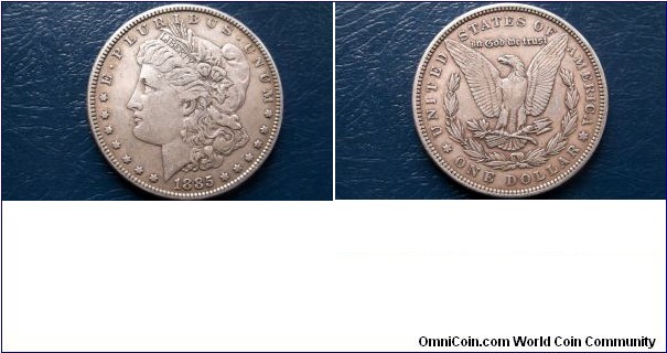 .900 Silver 1885 Morgan Dollar Very Nice Attractively Toned Classic Silver # 738