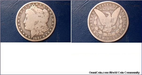 .900 Silver 1901-O Morgan Dollar Nice Toned Circ Better Date Classic #WB9