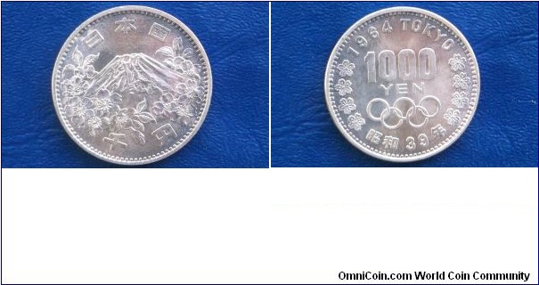 .925 Silver Yr.39(1964) Japan 1000 Yen Y# 80 Very Nice Choice BU Nice Tone #729