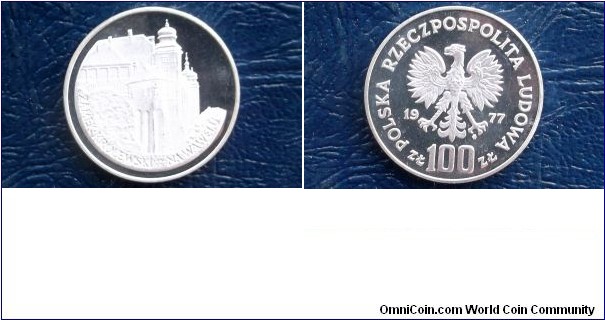 Scarce Silver 1977 Poland 100 Zlotych Y#91 Castle Low Mintage 30K Gem Proof #413