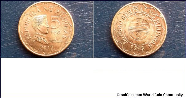 2012 Philippines 5 Piso Emilio Aguinaldo Central Bank Issue Choice BU Coin# C27