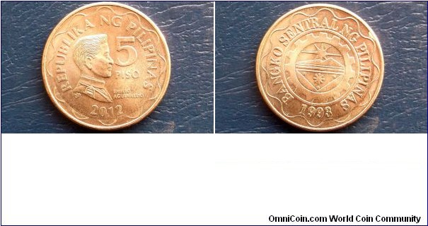 2012 Philippines 5 Piso Emilio Aguinaldo Central Bank Issue Choice BU Coin# C27