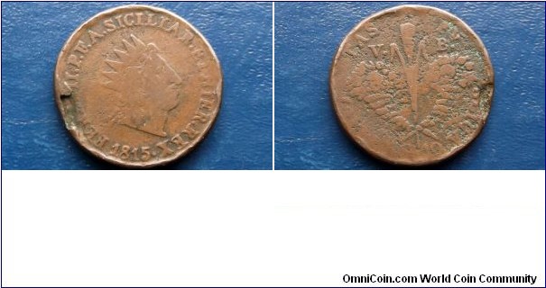 Rare 1815-VB Italian States SICILY 10 Grani KM# 251 Ferdinando III 36mm # 712