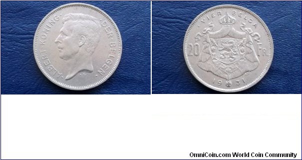 SCARCE 1931 BELGIUM 20 FRANCS KM102 1ST YEAR DUTCH LEGEND EXTRA FINE XF # 412 
Go Here:

http://stores.ebay.com/Mt-Hood-Coins 