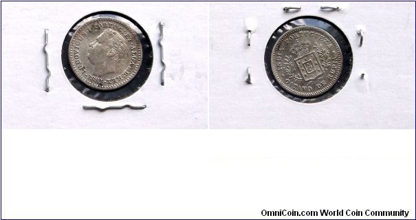 Rare .917 Silver 1881 India-Portuguese Goa 1/8 Rupia Oitavo KM# 309 Nice # BSB13