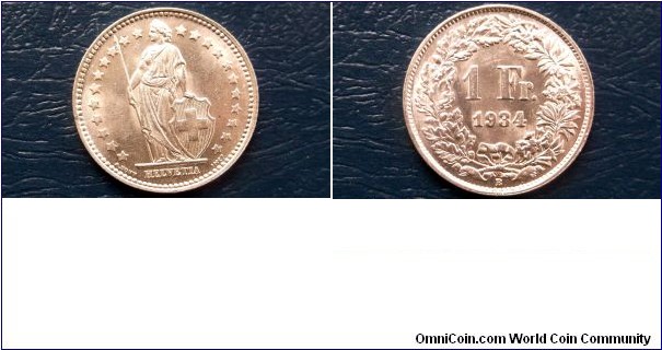 .835 Silver 1934-B Switzerland 1 Franc Standing Helvetia Lance Choice BU # 805 
Go Here:

http://stores.ebay.com/Mt-Hood-Coins