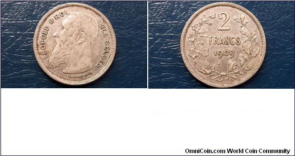 .835 Silver 1909 Belgium 2 Francs 2 Frank KM#59 Leopold II Nice Grade Circ Go Here:

http://stores.ebay.com/Mt-Hood-Coins