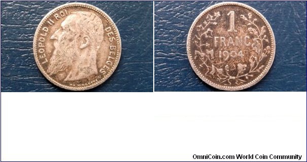 .835 Silver 1904 Belgium Franc KM#56 Leopold II Nice Grade Circulated Coin Go Here:

http://stores.ebay.com/Mt-Hood-Coins