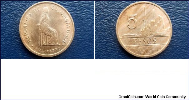 Sold !! 1980 Colombia 5 Pesos KM# 268 Seated Figure Type Nice Grade 1st Year Coin Go Here:

http://stores.ebay.com/Mt-Hood-Coins
